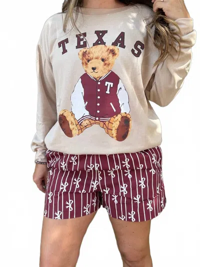 Jess Lea Benny The Texas Bear Pullover Sweatshirt In Beige In Multi