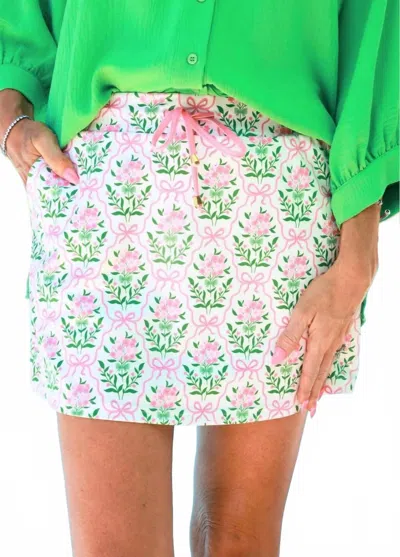 Jess Lea Botanical Garden Skort In White/pink In Multi