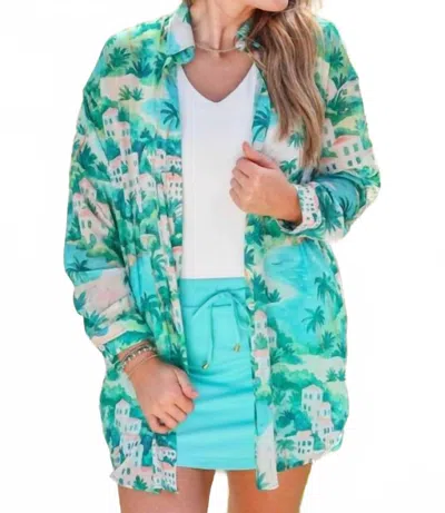 Jess Lea Breezy Tunic Top In Coastal Vista In Multi
