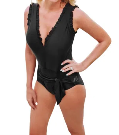 Jess Lea Cabana Life Ruffle Tie Swimsuit In Black
