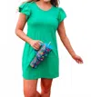Jess Lea Caitlin Flutter Sleeve Mini Dress In Green In Green