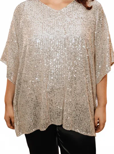 Jess Lea Celebrity Status Sequin Top In Champagne In Neutral