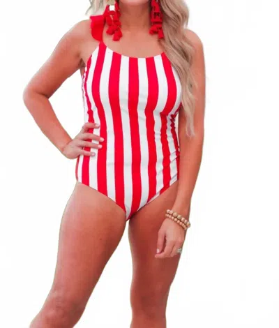 Jess Lea Chasing The Sun Striped One Piece Swimsuit In Red