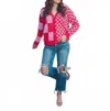 Jess Lea Check Your Sources Checkered Cardigan In Pink In Pink