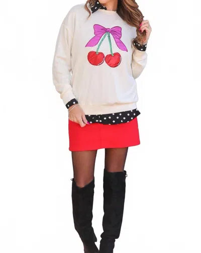 Jess Lea Cherry Luxe Sweatshirt In White