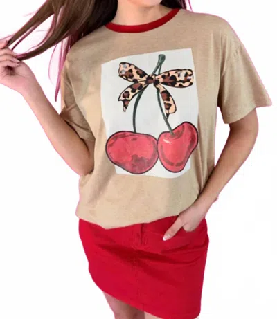 Jess Lea Cherry Sweet Oversized Tee In Mocha In Brown