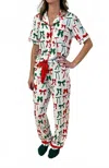 Jess Lea Christmas Bow Pajama Set In White In Multi