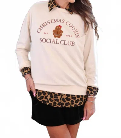 Jess Lea Christmas Cookie Social Club Pullover Top In Tan In Neutral