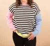 Jess Lea Claire Color Block Sweater In Multi