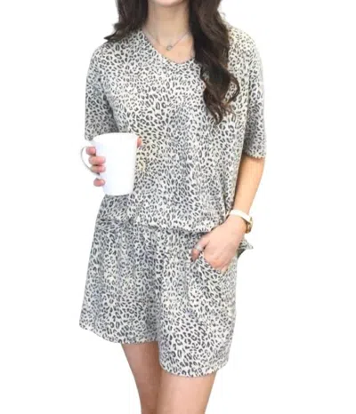 Jess Lea Cool Cats Lounge Wear Shorts Set In Cream/black In Multi