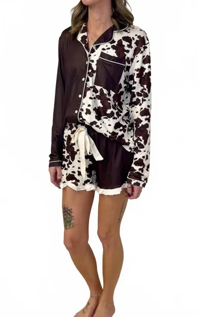 Jess Lea Cowhide Couture Ruffle Pajama Set In Multi