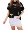 Jess Lea Drinks On Me Sequin Patch Top In Black In Black