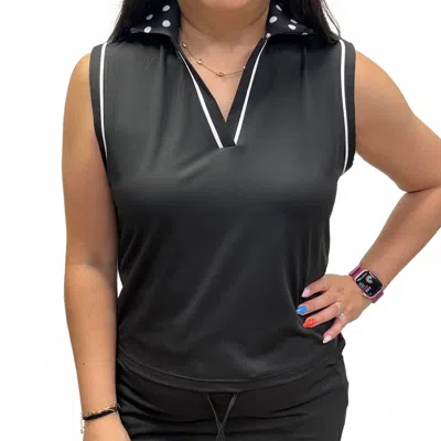 Jess Lea Everyday Polo Tank In After Dark Black In Multi
