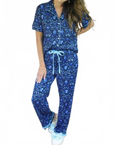 Jess Lea Flora Ruffle Pajama Set In Moonlit In Blue