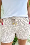 Jess Lea Floral Everyday Shorts In Beige In Nude