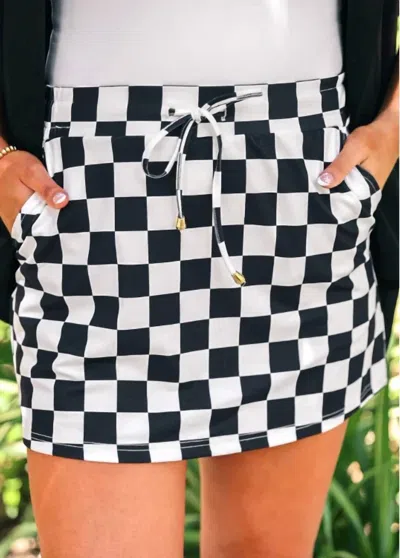 Jess Lea Happy Hour Skort In Black And White Check In Multi