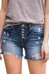 Jess Lea Harlan High Waisted Denim Shorts In Blue In Blue