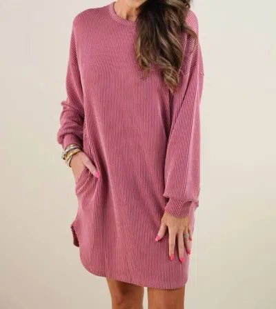 Jess Lea Hollis Ribbed Dress In Burgundy In White