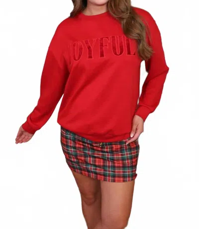 Jess Lea Joyful Velvet Patch Pullover In Red