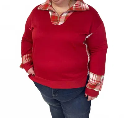 Jess Lea Juniper Plaid Pullover In Red