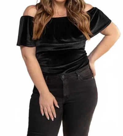 Jess Lea Just A Crush Velvet Bodysuit - Plus In Black