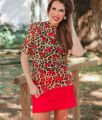 Jess Lea Kora Short Sleeve Mesh Top In Cherries Gone Wild In Multi