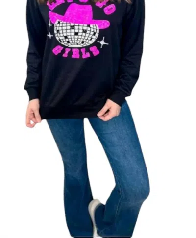 Jess Lea Let's Go Girls Sequin Patch Sweatshirt In Black