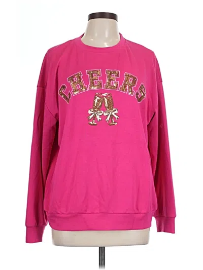 Pre-owned Jess Lea Long Sleeve Top Pink Crew Neck Tops