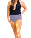 Jess Lea Make A Splash Halter Swimsuit In Black/ White In Multi