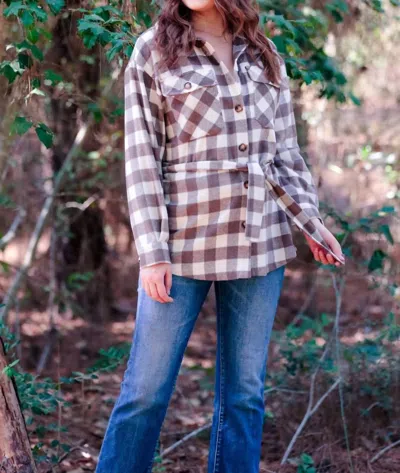Jess Lea Maple Plaid Shacket In Brown