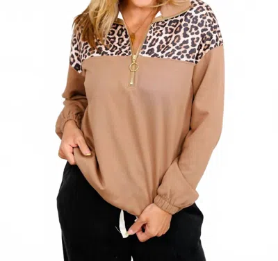 Jess Lea Mia Printed Long Sleeve Pullover Top In Safari Chic In Animal Print