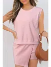 Jess Lea Mineral Wash Tank Top & Split Skort Set In Pink