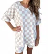Jess Lea Neutral Checkered Ribbed Short Set