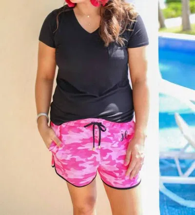 Jess Lea On The Hunt Drawstring Everyday Shorts In Pink Camo In Multi