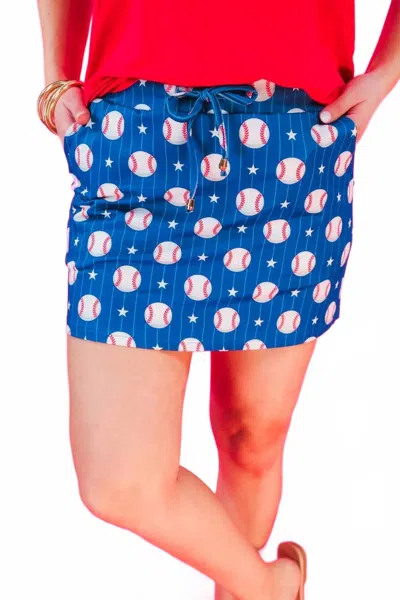 Jess Lea Out Of Your League Baseball Drawstring Skort In Blue