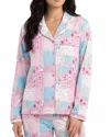 Jess Lea Patchwork Ruffle Pajama Top In Pink In Pink