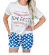 Jess Lea Play Ball Baseball Shorts In Blue In Blue
