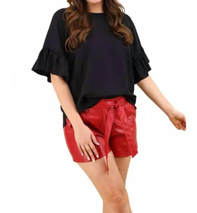 Jess Lea Rebecca Ruffle Sleeve Top In Black