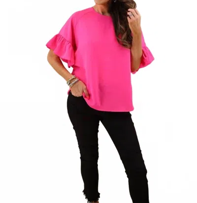 Jess Lea Rebecca Ruffle Sleeve Top In Pink