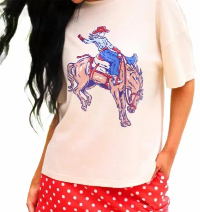 Jess Lea Rodeo Queen Waffle Tee In Cream In White