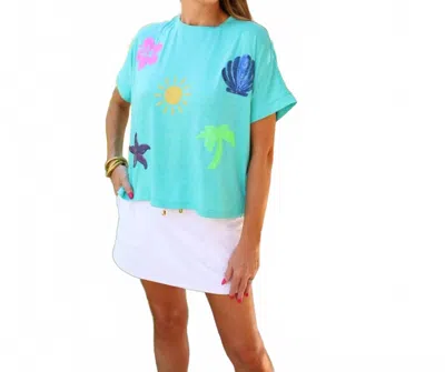 Jess Lea Set Sail Sequin Patch Top In Turquoise In Blue