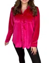Jess Lea Shane Velvet Button-up Top In Pink In Pink