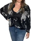 Jess Lea Silky Cheetah Top In Multi In Black