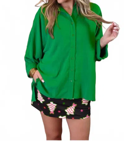 Jess Lea Sloane Button Up Top In Green