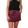 Jess Lea Solid Drawstring Skort In Burgundy In Brown