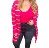 Jess Lea Striped Lightweight Cardigan In Hot Pink And White In Multi