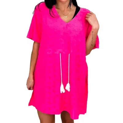 Jess Lea Sunshine Starfish Short Sleeve Swim Cover Up Tunic In Pink