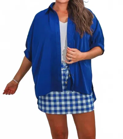 Jess Lea Sutton Button Up Top In Royal Blue