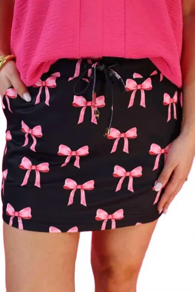Jess Lea Tied With A Bow Everyday Skort In Black/pink In Multi