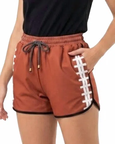 Jess Lea Touchdown Everyday Shorts In Rust In Orange